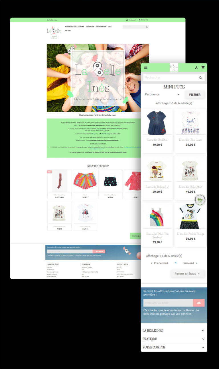 Wawaweb - Pascale Maire - Webdesigner indépendant - boutique en ligne pour La Belle Inès, créatrice de looks pour enfants